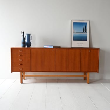 1950s Scandinavian Teak Sideboard with Drawers and Doors – Mid-Century Modern Sideboard 