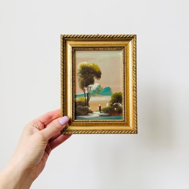 Italian Oil Painting, Painting in Ornate Gold Tone Frame, Landscape 