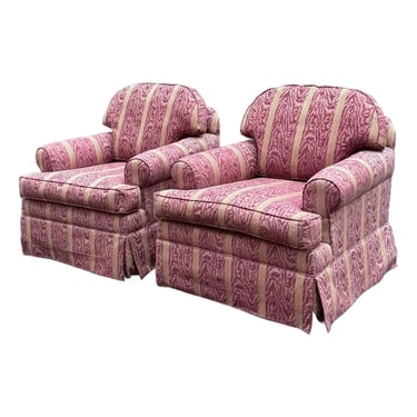 Vintage Ethan Allen Swivel Rocking Upholstered Chairs - A Pair 