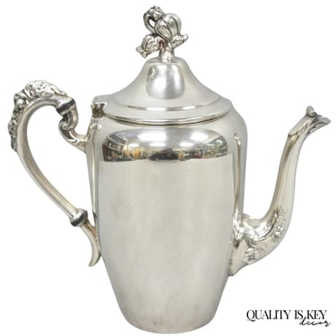 Vintage English Art Nouveau Silver Plated Tulip Flower Handle Design Teapot