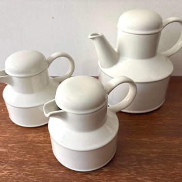Vintage Midcentury Modern Minimalist Midwinter Stonehenge White Large & Small Teapot | Coffee Creamer | Geometric Design Crafted In England 
