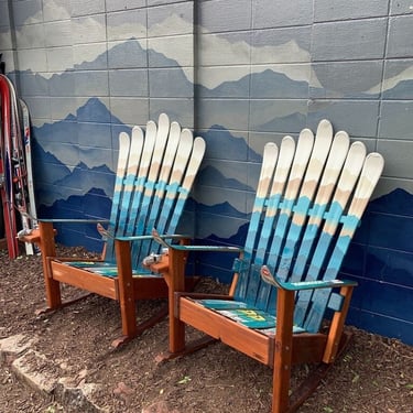 Set of 2 Hand-Painted Ski Chairs – Custom Mystic Mountain Mural 