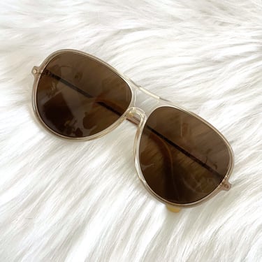 Vintage Clear and Brown Aviator Sunglasses 