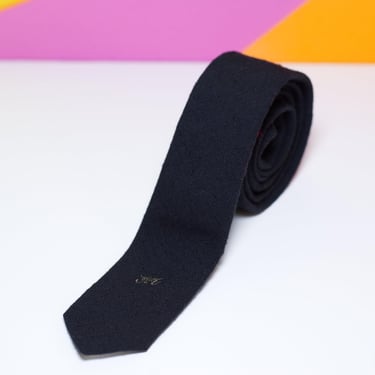 Vintage 1980s Sergio Valente Black Skinny Necktie 