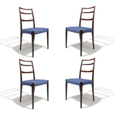 Four Elegant Danish High-back Dining Chairs of Brazilian Rosewood