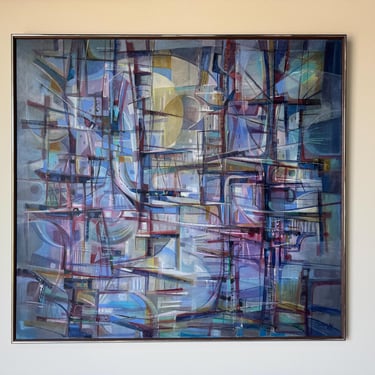 1980’s Oswaldo Gutierrez (1917– ) Cuban Expressionist Abstract Oil on Canvas Painting 