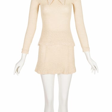 Paraphernalia by Betsey Johnson 1960s Cotton Knit Chelsea Collar Top & Mini Skirt Set Sz XS 