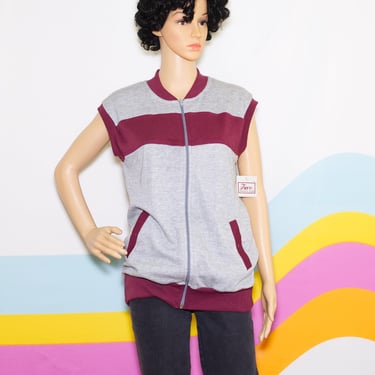 Vintage 1980s Zip Vest | New Old Stock | Gray Herringbone | i-2 