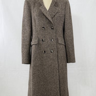 Vintage Princess Coat | 1960s Wool Tweed double Breasted  Midi Coat with Pockets | Size Small 