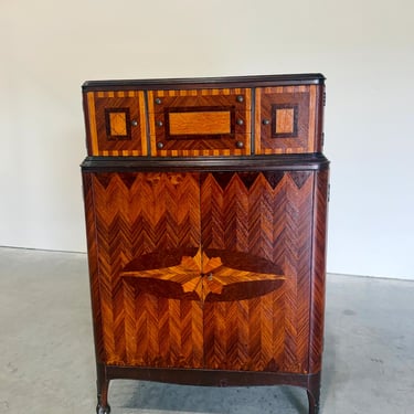 Art Deco Marquetry Chiffonier Gentleman’s Chest Dresser  - Shipping Not Free, Msg For Estimate 