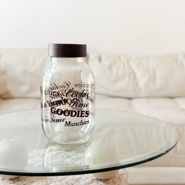 Vintage Ball Glass Carlton Cookie Jar Munchies Yum Goodies | typography label 