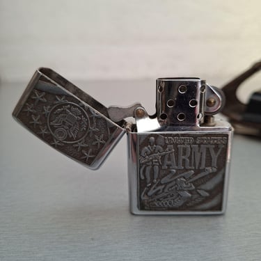 Vintage 1996 US Army Zippo Lighter & Leather Case Combo - Rare Z Stamp Anomaly 