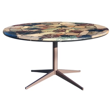 Extraordinary Italian Mixed Marble & Bronze Steel Dining Table w/ Knoll Base