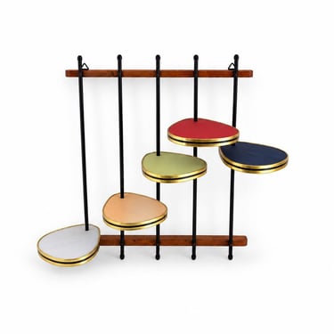 1980s Fabric Leaf Plant Shelf: Colorful Mid-Century Modern Wall Rack 