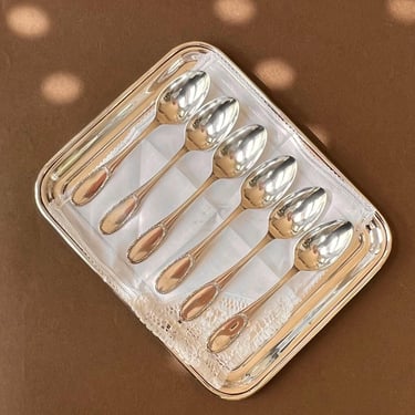 Set of 6 Silverplated Collectible Vintage Dessert Spoons by Ercuis France 