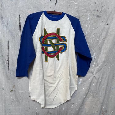 M Deadstock 1970s Crosby Stills & Nash Band Shirt Baseball Cut 70s All Cotton 70s 