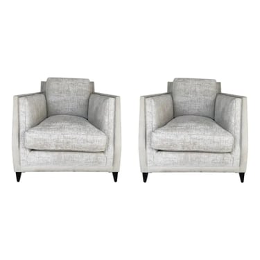 Caracole Modern Chenille Burnout Limitless Club Chairs Pair