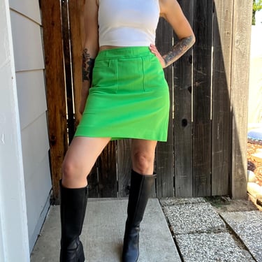 Vintage 1960s Gordon of Philadelphia Neon Green Skirt, fits 29-34&rdquo; waist 