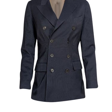Jean Paul Gaultier - Navy w/ White Pinstripes Double Breasted Blazer Sz S