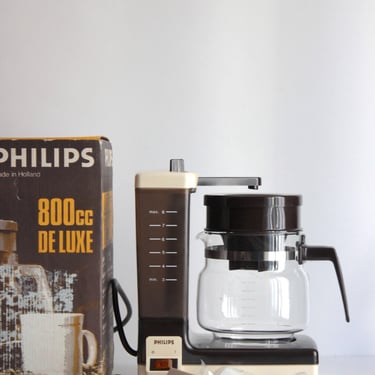 Vintage Philips HD5141P Coffee Maker with Original Box & Manual, Made in Holland, 1971. EU Plug 