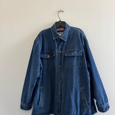 Vintage Duke Haband Denim Chore Barn Jacket Flannel Plaid Lined Mens XL Outdoor 