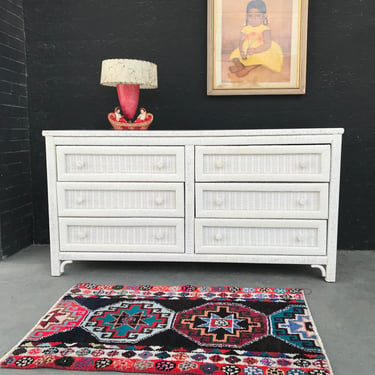White Wicker 6 Drawer Dresser