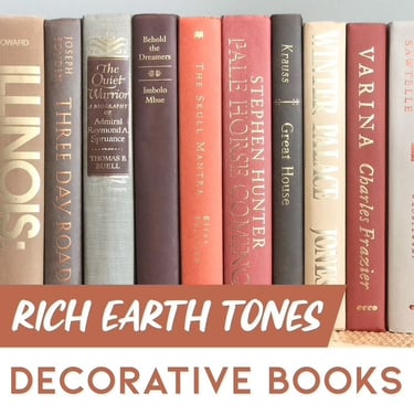 Earth Tone Decorative Hardcover Books: Customizable Bookshelf Decor 