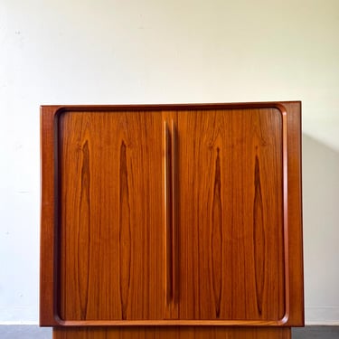 Danish teak MCM tambour door gentlemen’s chest dresser 