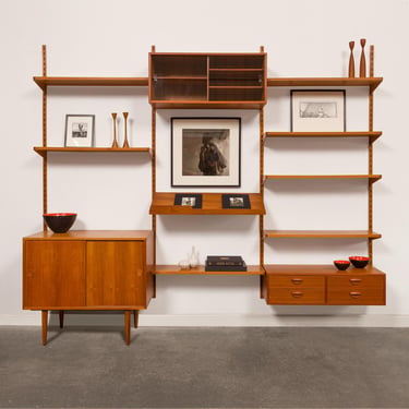 1960s Vintage Kai Kristiansen Teak Wall System w/Two-door Cabinet 
