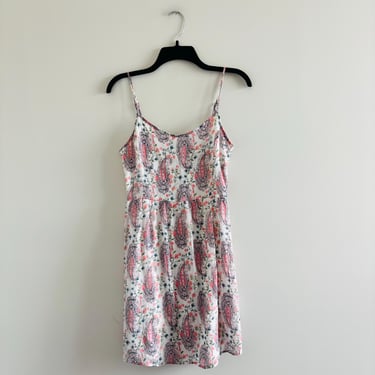 VTG Abercrombie & Fitch Mini Dress Pink White Paisley Women S Boho Coquette Y2K 
