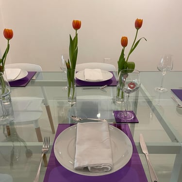4 PURPLE SECEDA PLACEMATS Purple Acrylic Placemats, Chofa Home, Purple Placemats, Acrylic Square Placemats, Contemporary Dining Table Decor 