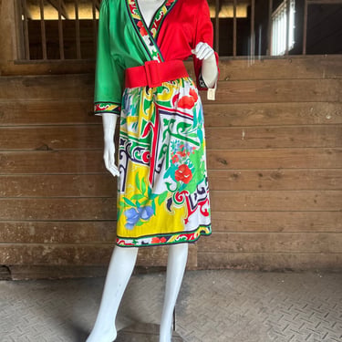 1980s Leonard Paris Print Cotton Jersey Dress 