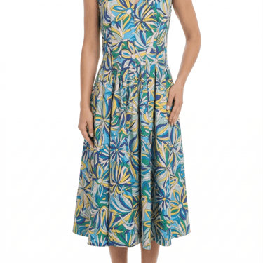 Kate Spade - Blue, Green, Yellow Print Sleeveless Dress Sz 14