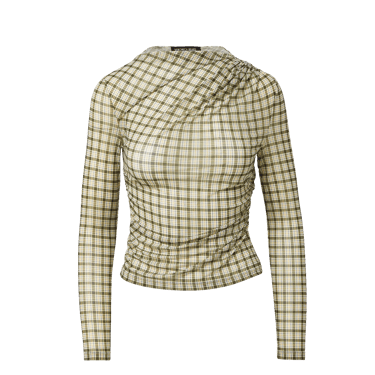 Nuvina Plaid Top -  Loden Multi