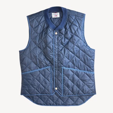 Vintage 1990s Carters Quilted Nylon Vest M/L | Retro Navy Blue Adult Vest 