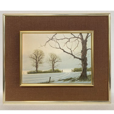 MICHAEL JOHN HILL Oil on Board Painting, Winter Landscape