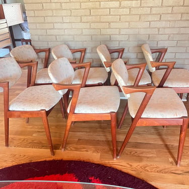 Set Of  7 Mid Century Modern Danish  Teak Dining Chairs Armchairs By Kai Kristiansen Model 42 