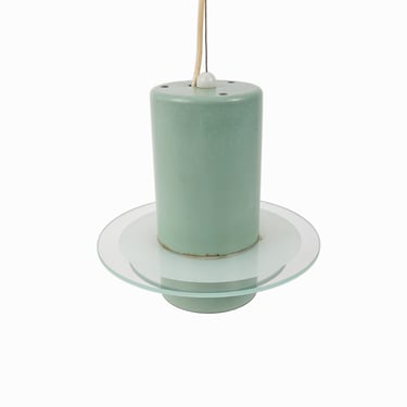 Vintage Pendant Lamp Light Fixture Hanging Metal Glass Mid Century Modern Hogsalt Restaurant 