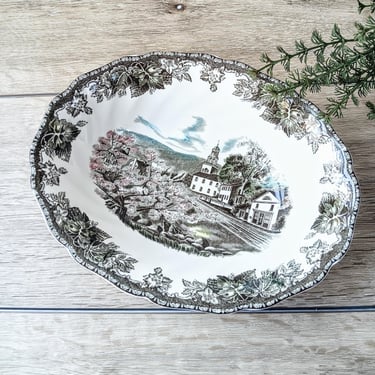 Johnson Bros Friendly Village Oval Vegetable Serving Bowl, England Cottage Sugar Maples 