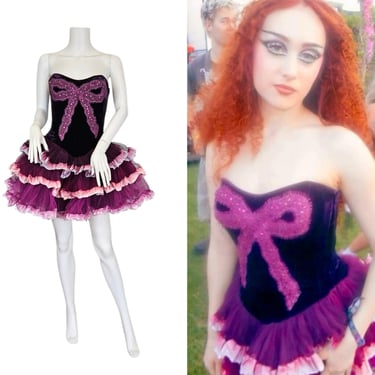 Betsey Johnson 2011 F/W Runway Dress I Chappell Roan I Purple Velvet Corset Waist Tutu Dress I Sz Sm 