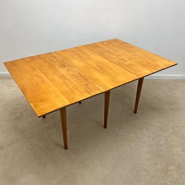 vintage mid century Conant Ball Leslie Diamond solid wood drop leaf dining table 