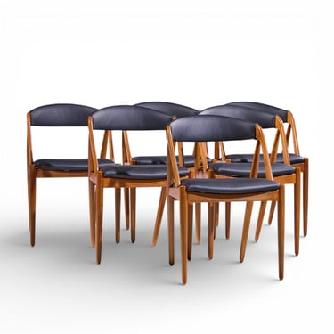 Kai Kristiansen Model 31 Mid Century Danish Teak Dining Chairs - Set of 6 - mcm 