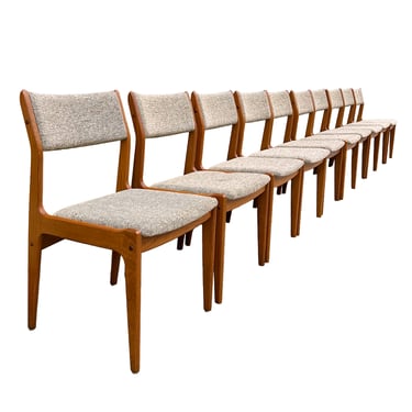 Danish Teak Set of 10 Upholstered Dining Chairs