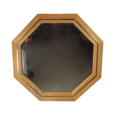 Faux Bamboo Octagon Wall Mirror in Natural Golden Finish 
