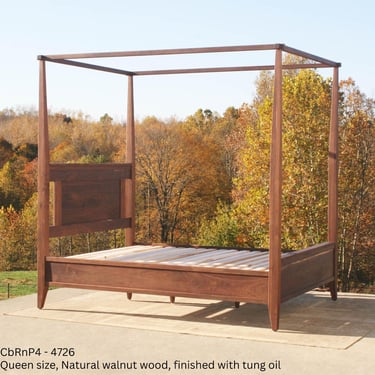 CbRnP4, Solid Hardwood Canopy Bed w/Tapered Posts and Shaped Headboard, other Options found in CbRnP3, CbRnV1- natural color 