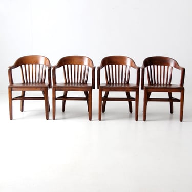 antique bankers chairs set of 4 