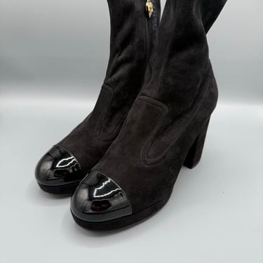 Suede w Patent Leather Toe
