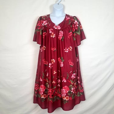 Vintage Red Floral House Dress 