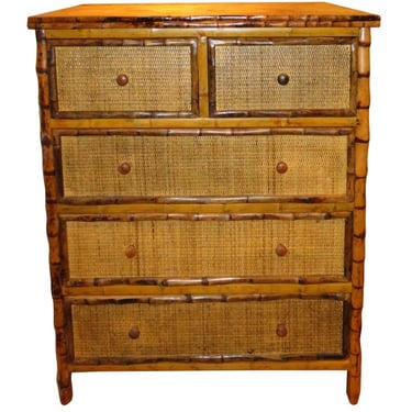 Bamboo and Cane Dresser Drawers