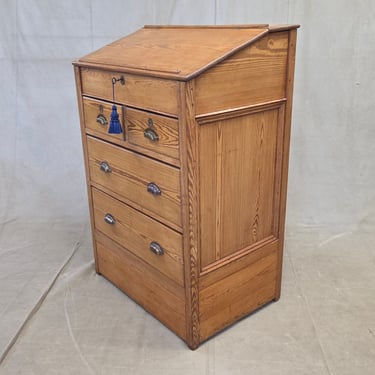 Antique Circa 1900 English Pine Schoolmaster's Standing Desk with Storage